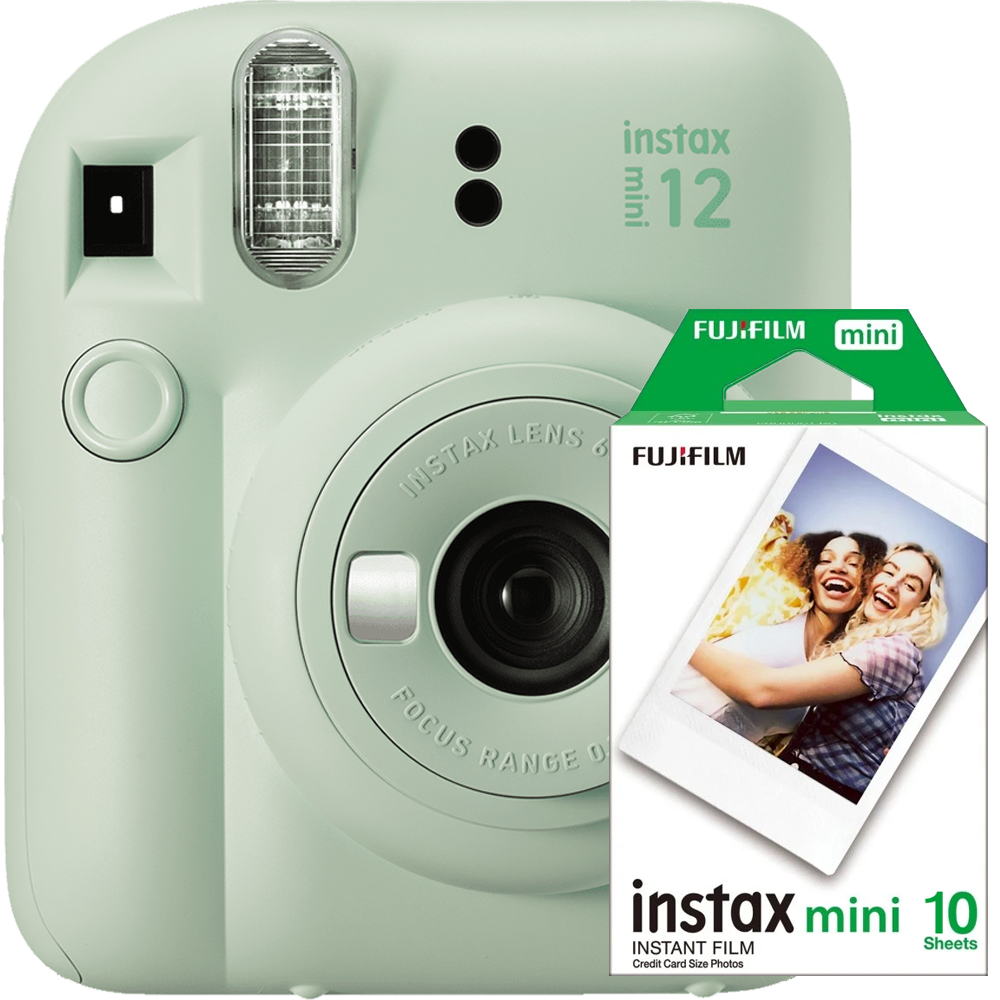 Aparat foto instant Fujifilm Instax mini 12 Mint Green cu film mini 1x10