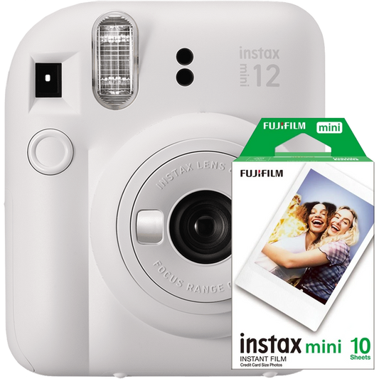 Aparat foto instant Fujifilm Instax mini 12 Clay White cu film mini 1x10