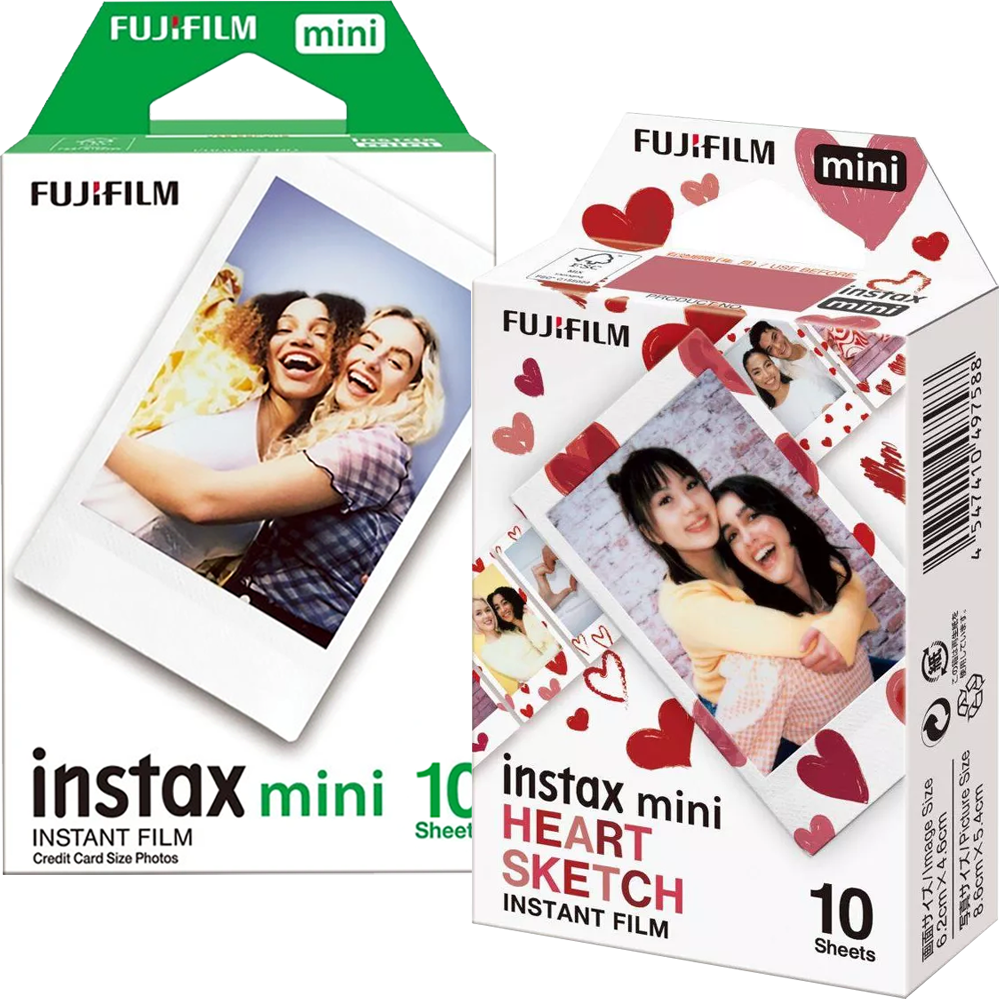 Set Film mini Fujifilm Instax alb 1x10 cu film mini Heart Sketch 1x10