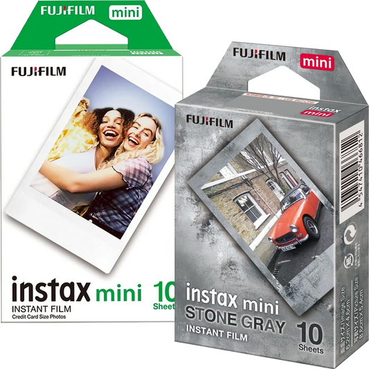 Set Film mini Fujifilm Instax alb 1x10 cu film mini Stone Grey 1x10
