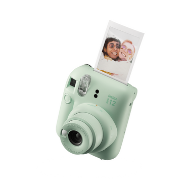 Camera foto instant Fujifilm Instax mini 12, Clay White cu 10 filme si husa
