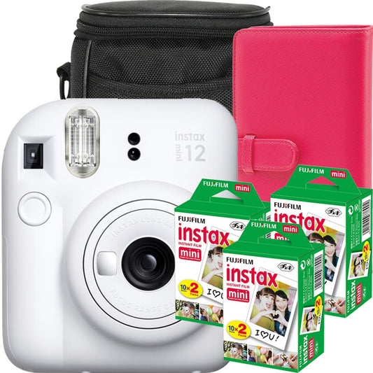 Pachet de Vacanta – aparat foto instant Fujifilm Instax Mini 12 alb cu 60 Filme, Husa și Album 120