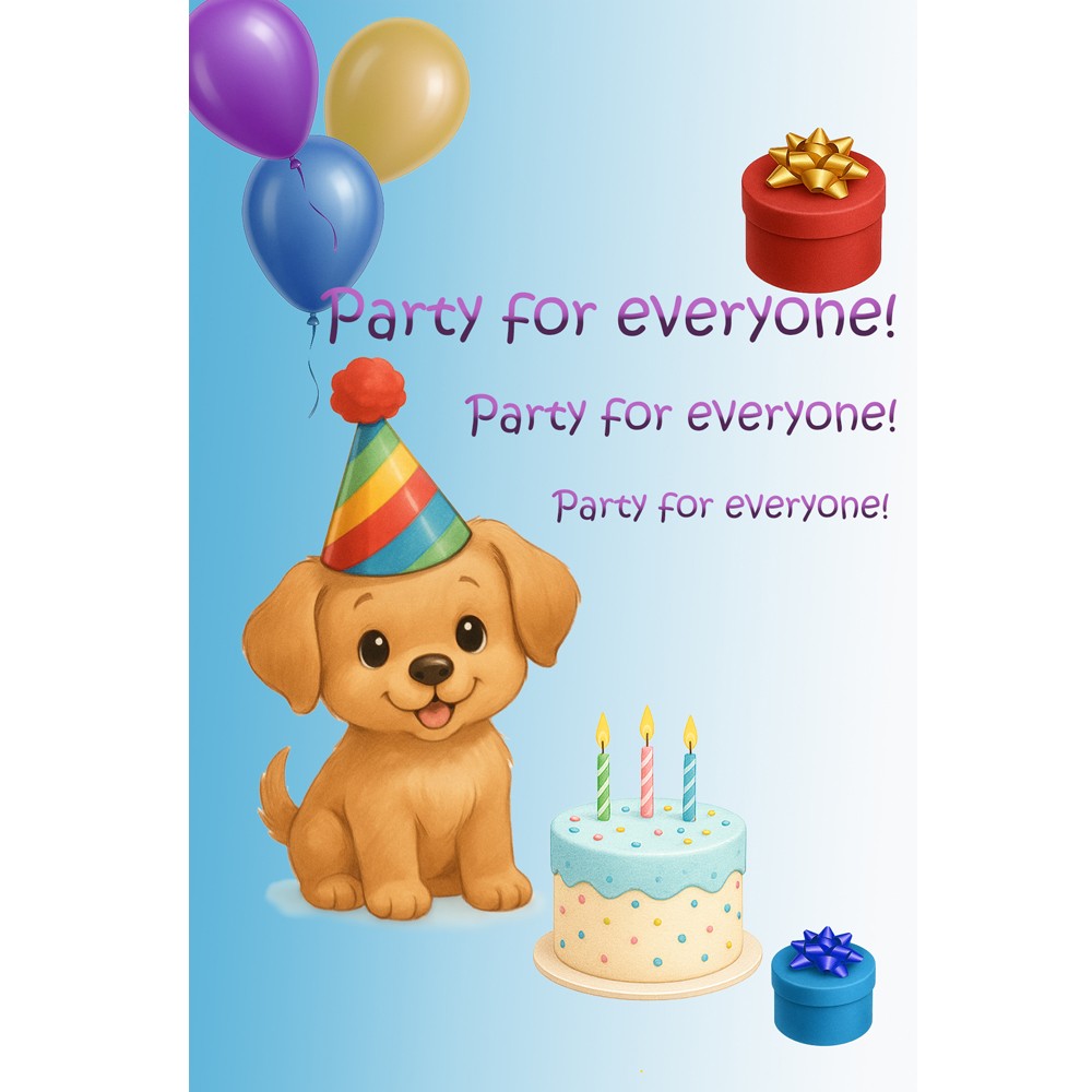 Felicitare Party for everyone bleu