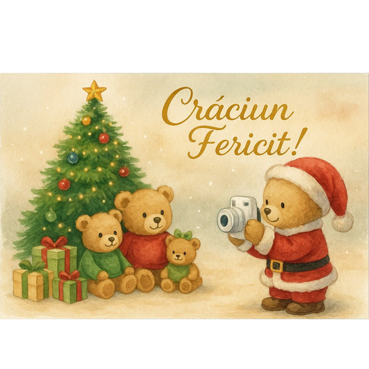 Felicitare Craciun Fericit- copii la carusel