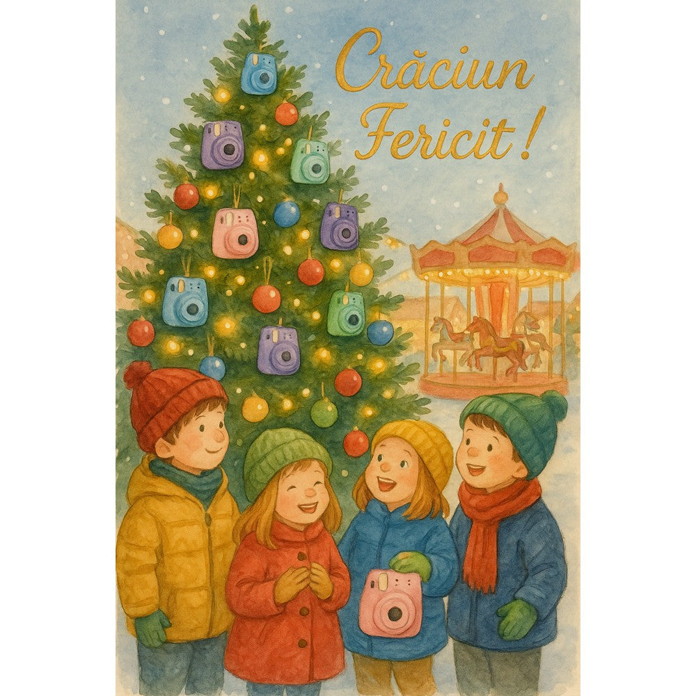 Felicitare Craciun Fericit- Pinguin si Iepuras