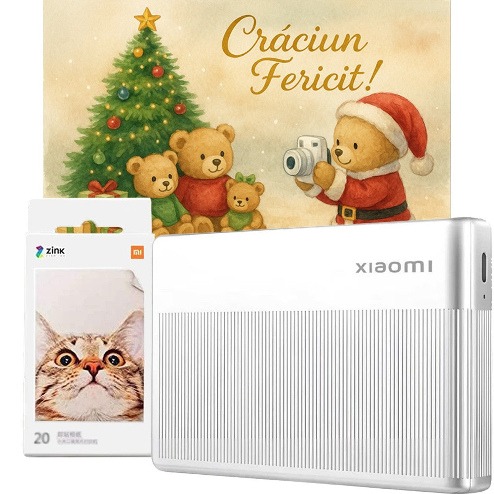 Imprimanta portabila Xiaomi Instant Printer Photo 1S cu hartie 2x10 si felicitare