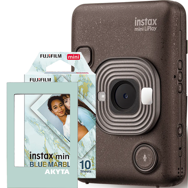 Aparat foto instant hibrid Fujifilm Instax mini LiPlay verde cu hartie 1x10 si rama magnetica Akyta