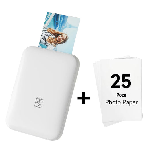 Imprimantă portabilă color Hanin MT53, tehnologie Zink, cu 25 hârtii foto incluse