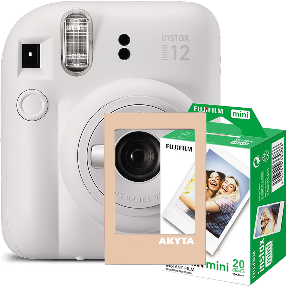 Camera foto instant Fujifilm Instax mini 12, Lilac Purple cu rama magnetica si 20 filme