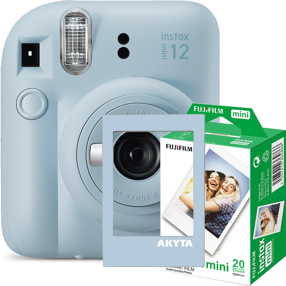 Camera foto instant Fujifilm Instax mini 12, Lilac Purple cu rama magnetica si 20 filme