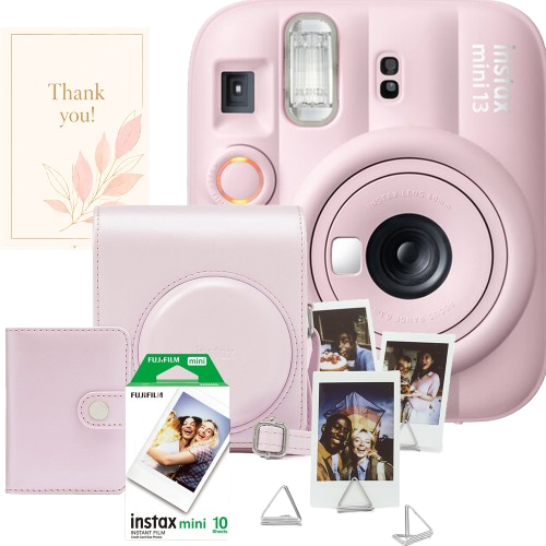 Set aparat foto Fujifilm instax mini 13 Candy Pink, roz + film 10 poze + husă + album + suport poze + felicitare