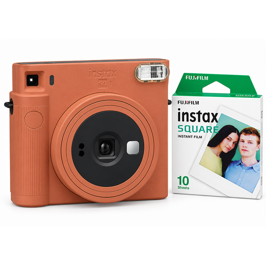 Set Aparat foto instant Fujifilm SQ1 Terracotta Orange + Film Square 1x10