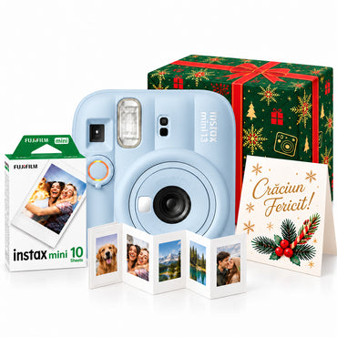 Pachet Cadou de Crăciun Instax Mini 13 Albastru – Cameră, Film, Cutie