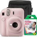 Camera foto instant Fujifilm Instax mini 12, Blossom Pink cu 10 filme si husa