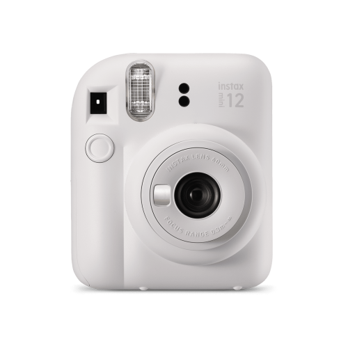 Camera foto instant Fujifilm Instax mini 12, Clay White cu 10 filme si husa