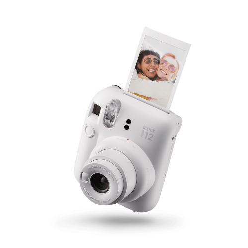 Camera foto instant Fujifilm Instax mini 12, Clay White cu 10 filme si husa