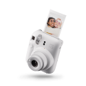 Camera foto instant Fujifilm Instax mini 12, Clay White cu 10 filme si husa