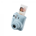 Aparat foto instant Fujifilm Instax mini 12, Pastel Blue cu 10 filme, rama acordeon si cutie Happy Days