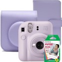 Aparat foto instant Fujifilm Instax mini 12, Lilac Purple cu husa, album foto si film 1x10