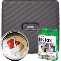 Set imprimanta foto Fujifilm Instax Wide Mocha Grey cu hartie 1x10 si ceas Craciun