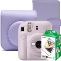 Set aparat foto instant Fujifilm Instax mini 12, Lilac Purple cu husa, album foto si 20 filme