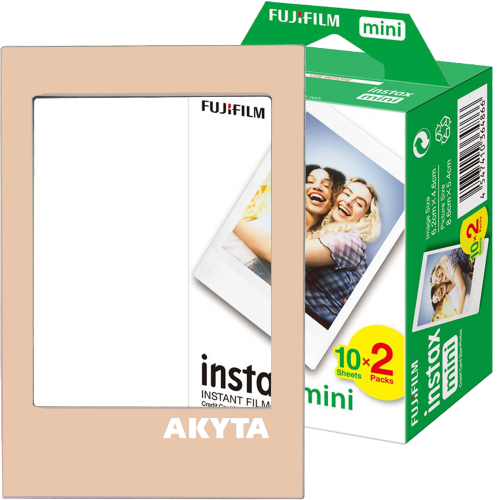 Film Fujifilm Instax mini 2x10 cu rama magnetica piersica