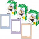 Fujifilm Instax Pachet 60 filme mini, 3pachete 2x10 buc, 54x86mm cu 3 rame magnetice