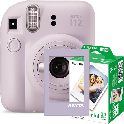 Camera foto instant Fujifilm Instax mini 12, Lilac Purple cu rama magnetica si 20 filme