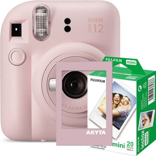 Camera foto instant Fujifilm Instax mini 12, Blossom Pink cu rama magnetica si 20 filme