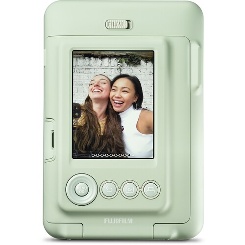 Aparat foto instant hibrid Fujifilm Instax mini LiPlay verde cu hartie 1x10 si rama magnetica Akyta