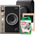 Aparat foto instant Fujifilm Instax mini EVO Limited Edition Hybrid cu husa, curea de umar si capac obiectiv, Dark Silver