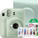 Set aparat foto instant Fujifilm Instax mini 12, Mint green cu husa Fujifilm, rama 6 pozitii Akyta si film 1x10