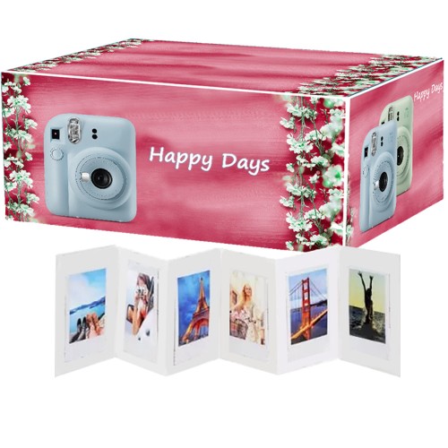 Cutie Happy Days Red cu rama foto acordeon 6 pozitii pentru poze mini Instax