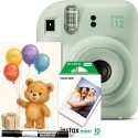 Aparat foto instant Fujifilm Instax Mini 12 Party Pack, verde – Set Evenimente cu 10 Filme, Felicitare si Carioca