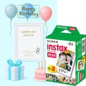 Set Film Fujifilm Instax Mini 2x10 + Felicitare Cadou Aniversar, bleu – Pachet Instant Creativ