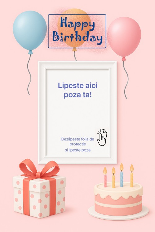 Set Film Fujifilm Instax Mini 2x10 + Felicitare Cadou Aniversar, roz – Pachet Instant Creativ