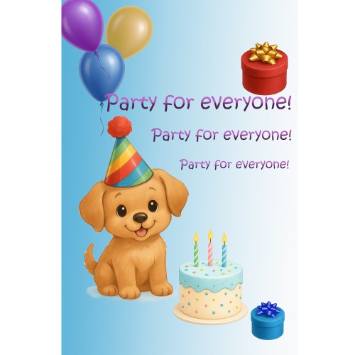Felicitare Party for everyone bleu