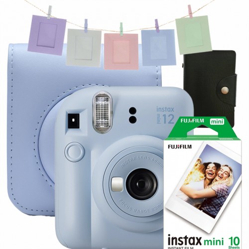 Aparat foto instant Fujifilm Instax Mini 12 Pastel Blue + Geanta, Album, Rame , Film Mini 1x10