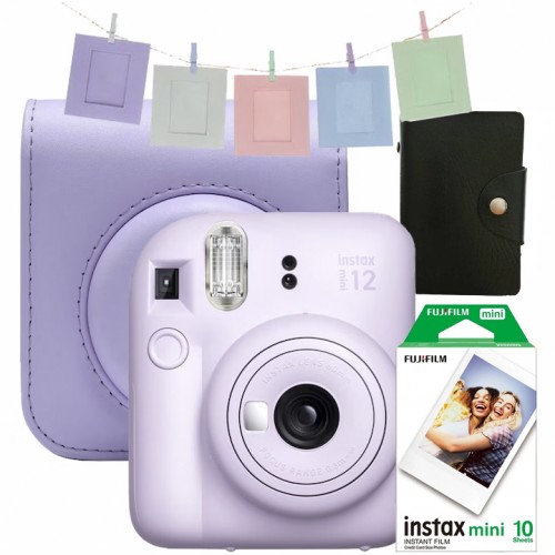 Aparat foto instant Fujifilm Instax Mini 12 Mov + Geanta, Album, Rame, Film Mini 1x10