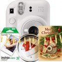 Christmas Holiday- Aparat foto Fujifilm Instax mini 12, Alb cu 10 filme, ghirlanda lumini, felicitare, ceas Craciun
