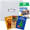 Imprimanta portabila Fujifilm Instax Link Wide pentru Smartphone Ash White cu film 2x10 si 3 felicitari Merry Christmas