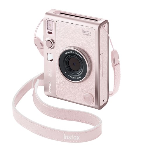 Aparat foto Fujifilm Instax mini Evo, Gentle Rose, cu geanta si film 1x10 pink