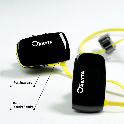 Casti Bluetooth 4.0 Akyta Sport AC-B91 in ear cu microfon comenzi pe casca cablu plat