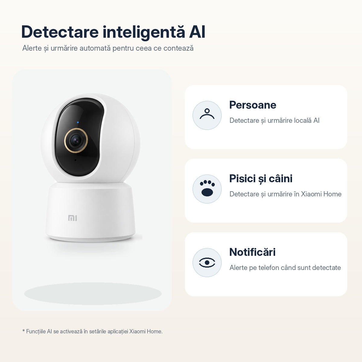 Camera de supraveghere Smart Xiaomi C500, 6MP, 3200x1800, Bluetooth, Wi-Fi 6 dual band, rotire 360 grade, Alb