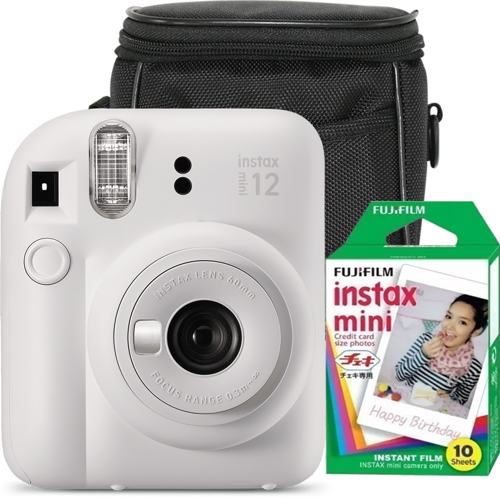 Camera foto instant Fujifilm Instax mini 12, Lilac Purple cu 10 filme si husa
