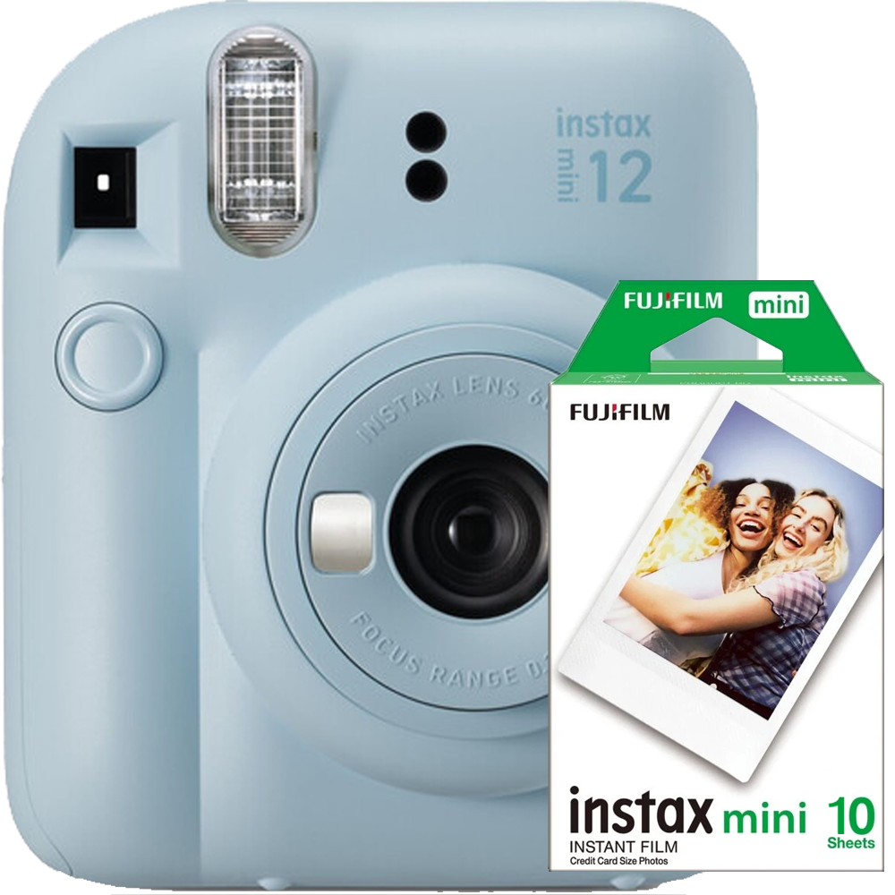 Aparat foto instant Fujifilm Instax mini 12 Pastel Blue cu film mini 1x10