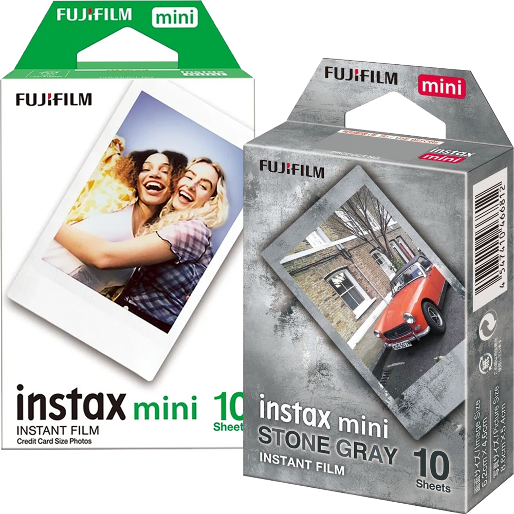 Set Film mini Fujifilm Instax alb 1x10 cu film mini Stone Grey 1x10