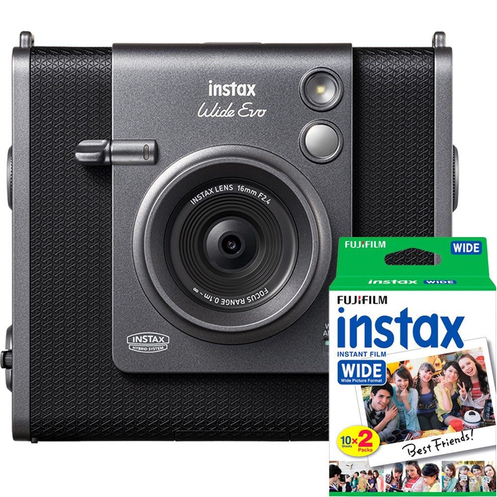 Set Aparat foto Fujifilm Instax Wide EVO Hybrid, negru cu Film Wide 2x10