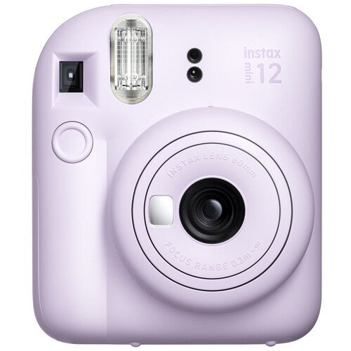 Aparat foto instant Fujifilm Instax mini 12, Clay White cu husa, album foto si film 1x10