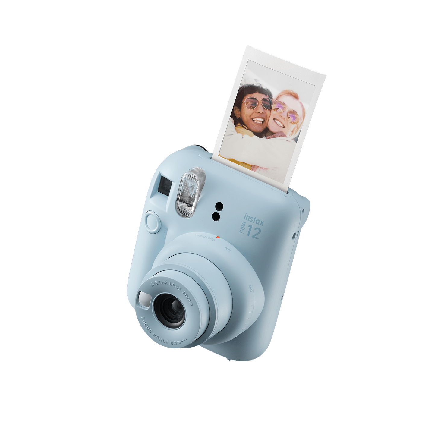 Camera foto instant Fujifilm Instax mini 12, Clay White cu 10 filme si husa